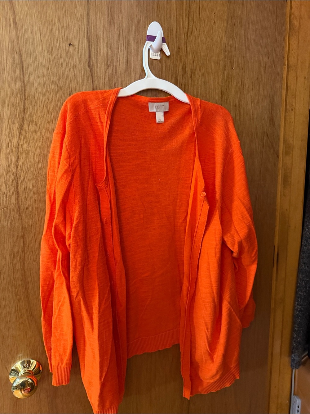 LOFT Bright Orange Open-Front Lightweight Cardigan